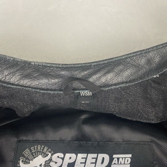 Speed Strength Motorcycle Jacket Womens Small Black Leather Cafe Racer Biker - Picture 12 of 13